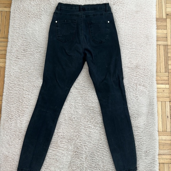 Missguided Black Sinner High Waisted Authentic Ripped Skinny Jeans - Picture 4 of 5